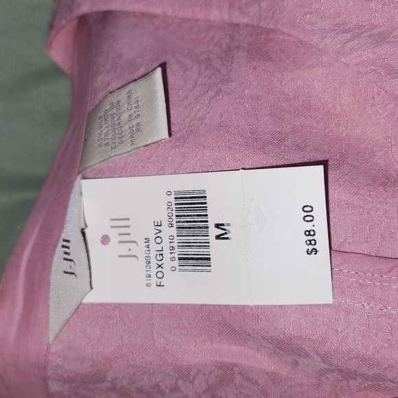 J Jill Women's SZ M Pink Linen Blend Foxglove Long Sleeve Button Up Jacket City - Picture 14 of 14